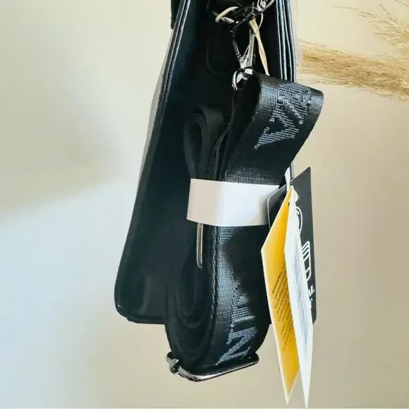 NEW ORLANDI VALENTINO Black Gunmetal Silver Stud Studded Crossbody Bag Purse - Picture 9 of 15